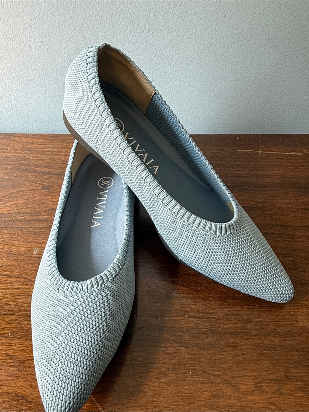 VIVAIA Blue Pointed Toe Knit Flats Eco-Friendly EU 35